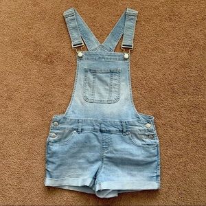 Blue Spice Denim Overall Shorts